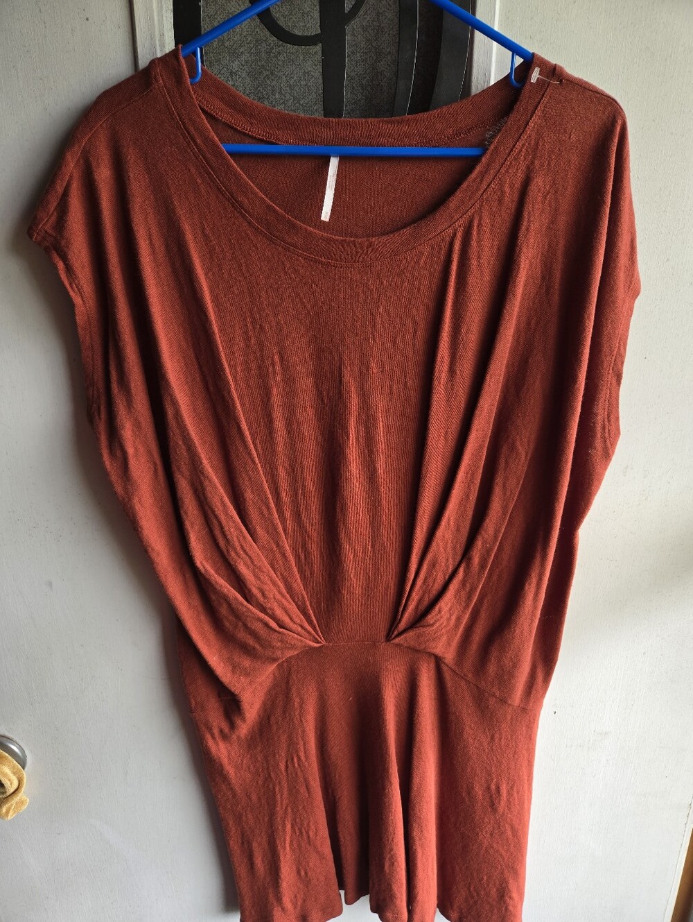 Free People Rust Red Short Sleeve Twist-Front Tunic Top